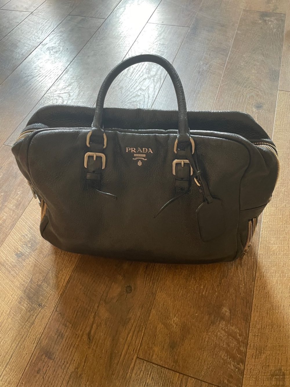 Prada Black Shiny Leather Tote